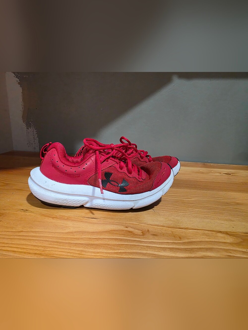 Under Armour Kids Red and Black Lace-Up Sneakers